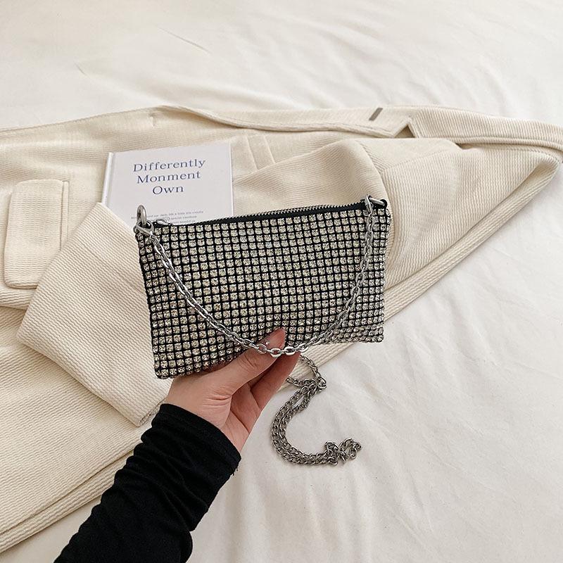 Temperament Rhinestone Bag 2025 New Trendy Full Diamond Bag Mini Shoulder Messenger Bag Hand Bag Women's Lipstick Bag