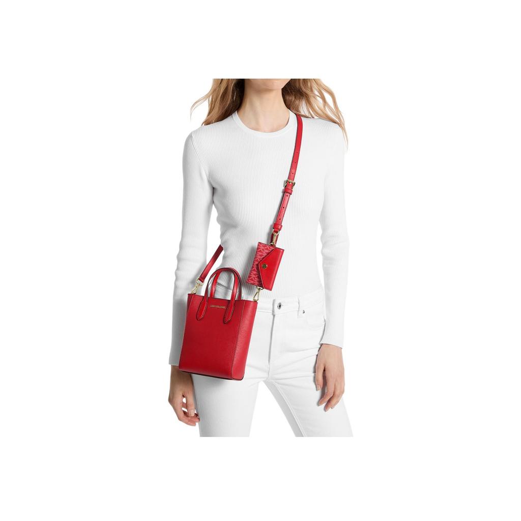 Michael Kors Vincent Logo Print Magnetic Closure Leather Crossbody Shoulder Tote Mini Bag Women Bags Crimson 35F4G2VC0T-2610