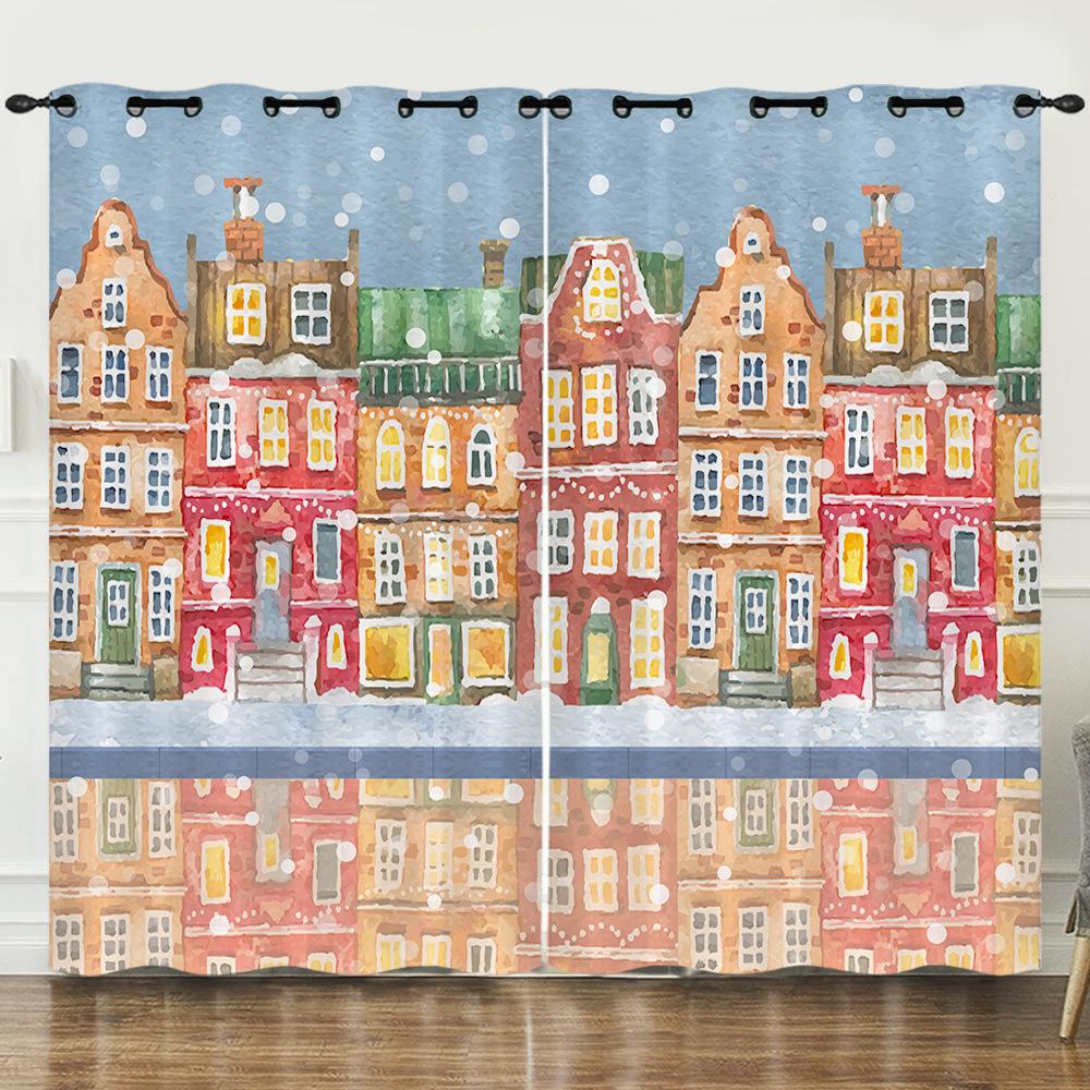 

Шторы Радужная Комната Сказочный Город 3D Цифровая Печать Затемняющая Штора На Люверсах 97cm*114cm*2
