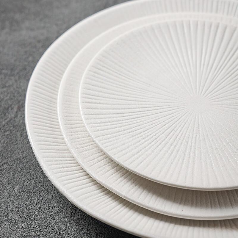 Nordic Ceramic Striped Round Dinner Plate, 10-Inch (Set of 2)