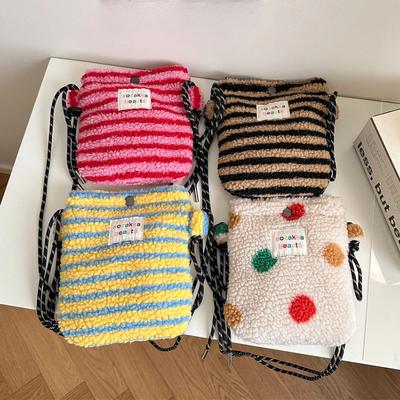 New Plush Dot Crossbody Bags for Women Cute Pink Single Shoulder Crossbody Bag Women Shopping Storage Bag Portable Phe Pouch