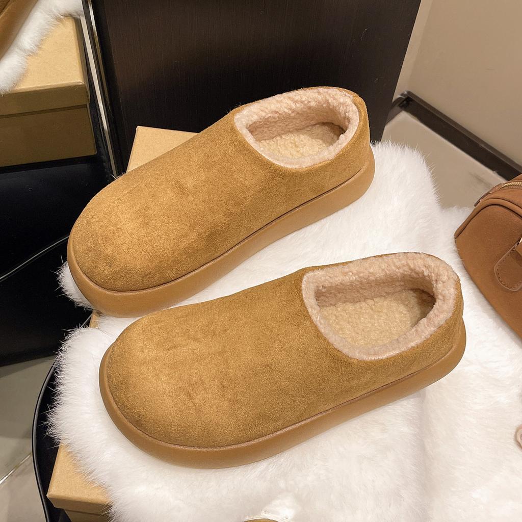 thick-soled velvet cotton shoes winter new outdoor heightening solid color foot cover short British style women's snow boots
