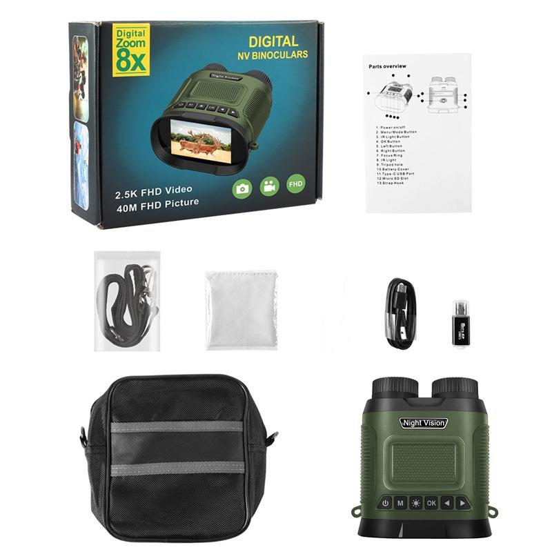 

1080P Night Vision Binoculars 850nm Infrared HD 8X Digital Zoom Telescope Night Goggles For Hunting Camping Surveillance 350 m зелений