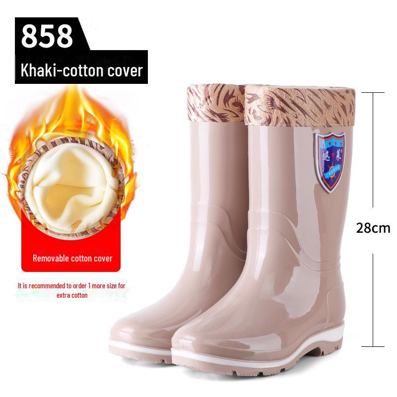 Women's Non-Slip Mid-Tube Rain Boots - Fashionable, Wear-Resistant, Waterproof Footwear for Kitchen and Outdoor Use