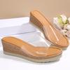 Fashion Wedge Heel Transparent Pvc Sandals Women 2025 Plus Size Thick Bottom Summer Slippers Woman Platform Outdoor Slides Female 36-43