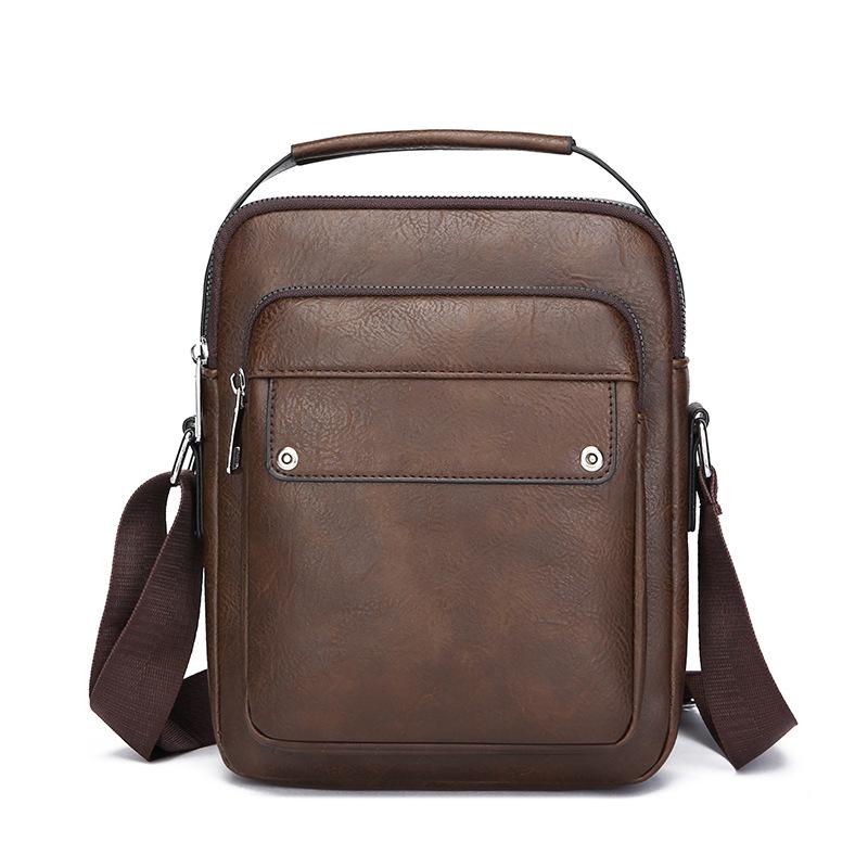 2025 Vintage Men Shoulder Crossbody Bags PU Leather Waterproof Tote Bags Waterproof Travel Commuting Handbags