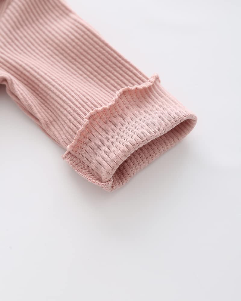 Roupa de Bebê Macacões de Manga Comprida Meninas Primavera Outono Macacão Recém-Nascido Pijama Recém-Nascido Preparação para o Nascimento Roupa Íntima Jacquard Gola Simples Rosa 12M