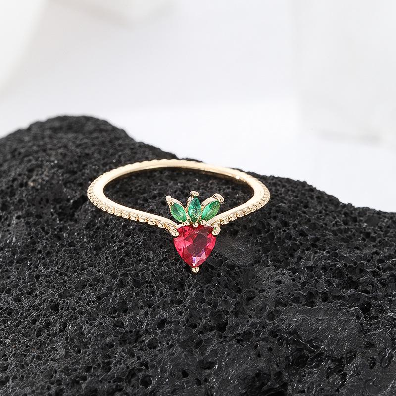 Vibrant Fruit Zircon Adjustable Open Ring - European & American Fashion Jewelry