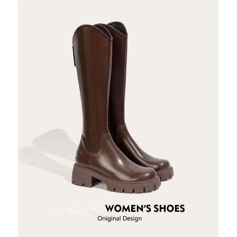 

Ботильоны на толстом каблуке с круглым носком на толстой подошве 2025 осень-зима новая V-образная горловина тонкие ботинки женские зимние рыцарские ковбойские ботинки 39 темно-коричневого