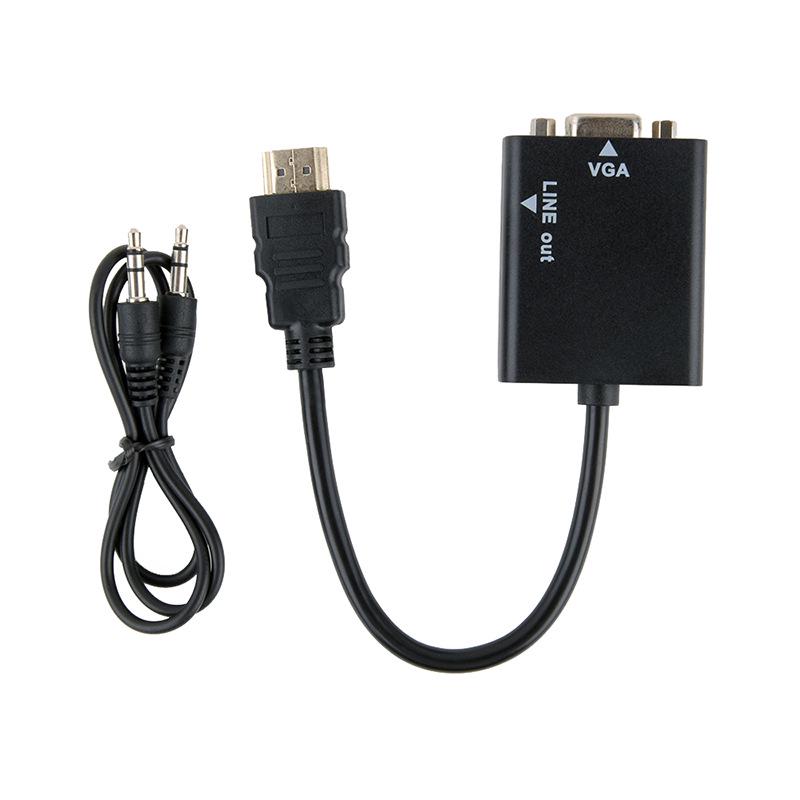 1.8m HDMI to VGA Adapter with Audio and Power for Computer to TV