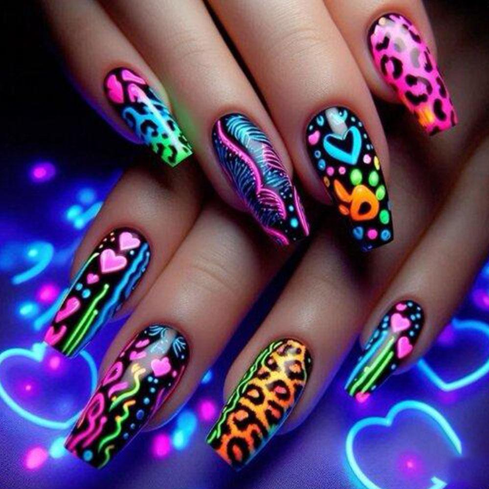 Neon Leopard Print Ballet Style Removable Nail Art Stickers