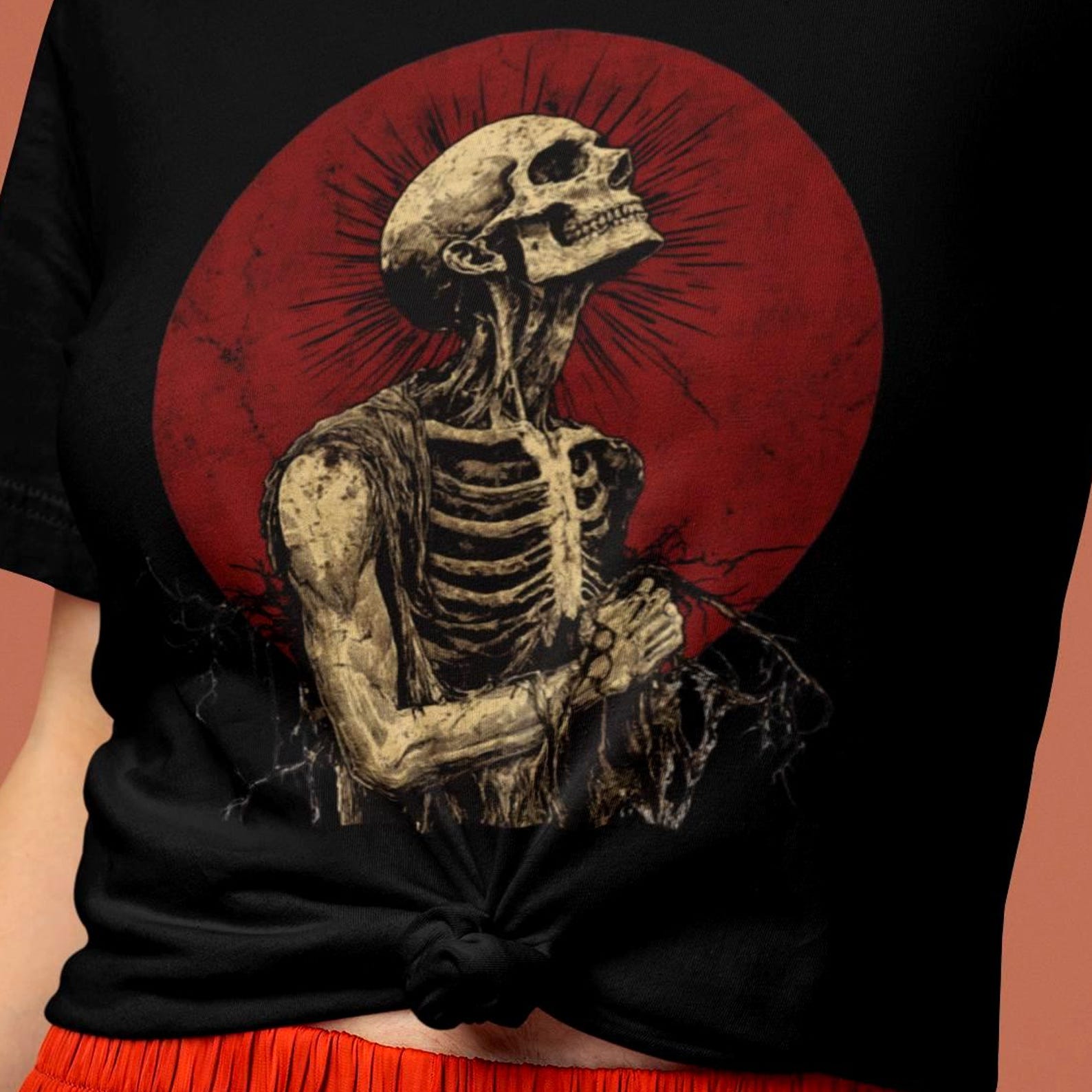 Gothic Skeleton Shirt | Macabre Occult Art, Plus Size L