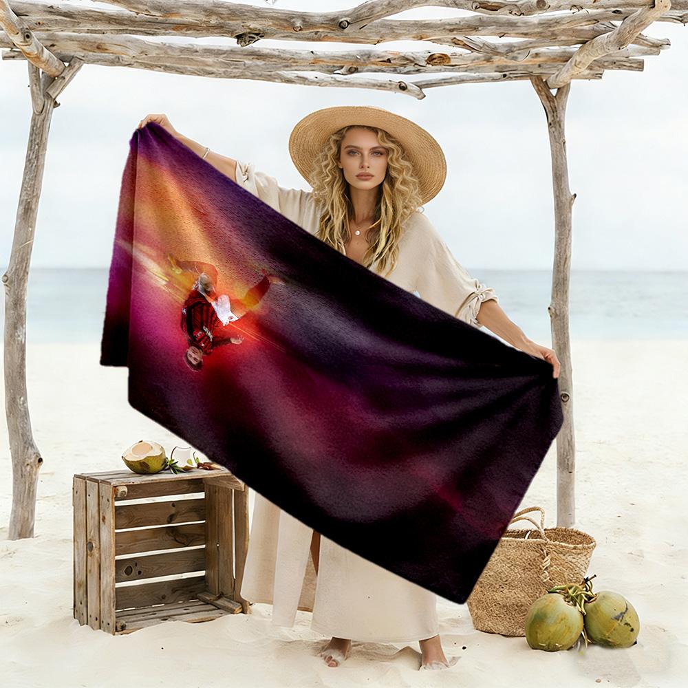 Rugby Player Action Beach Towel Quick-Dry Soft Microfiber Comfortable Lightweight Suitable for Swimming, Gym, Camping, Yoga Vacation