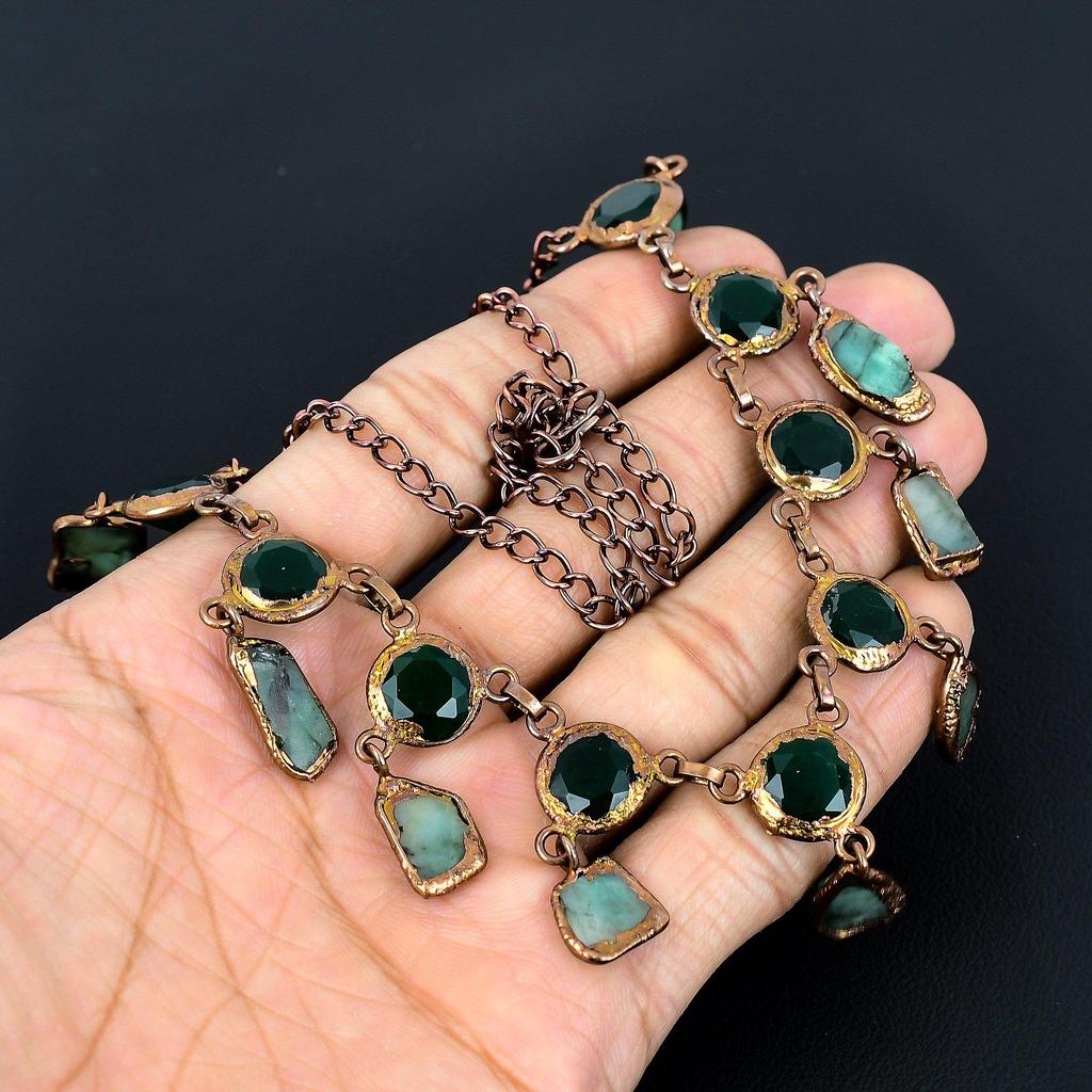 Emerald Necklace, Copper Electroformed Necklace Gemstone Jewelry, Handmade Necklace Amazing Jewelry, Gift For Her