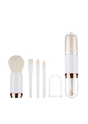 Portable Capsule Case Makeup Brush Set of Including Face and Powder Perfect for Sensitive Cute, 4, Brushes. Skin. (White)
