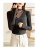 2023 Women's Autumn Long-Sleeve Lace Mesh Top with Half-High Collar