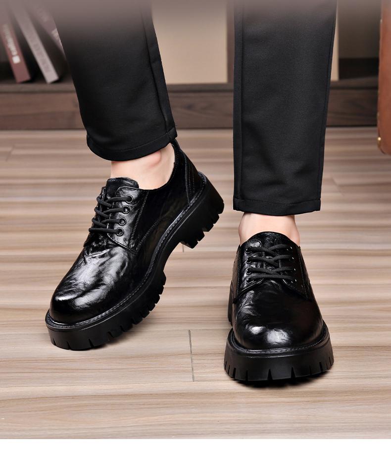 FashionBritish Men's Business Shoes Fashion Casual New Designer Platform Shoes for Men Spring Autumn Black Cow Leather Shoe Male