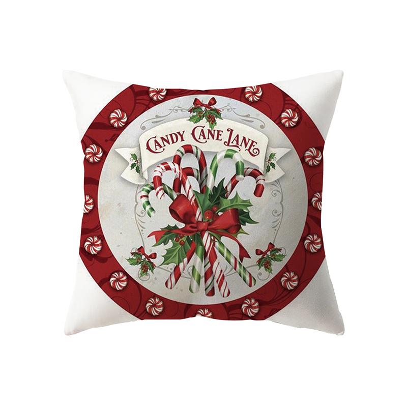 Christmas Theme Cute Christmas Elk Print Pattern Cushion Cover Home Living Room Sofa Decoration Polyester Pillow Pillow Cover