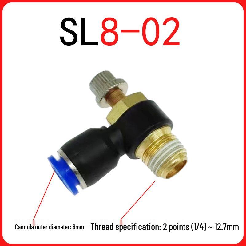 SL Throttle Valve L-Type Male Thread Pneumatic Quick Push-In Fitting, SL6-01/8-0210-03, Pneumatic Component.