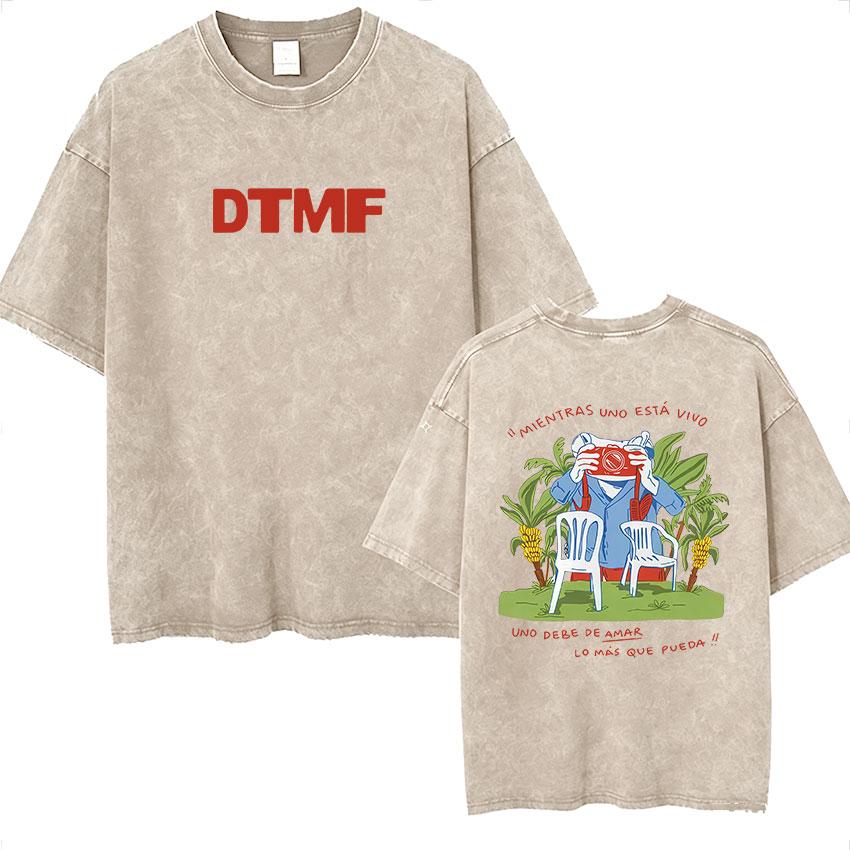 Rolig Debi Tirar Mas Fotos DTMF Vintage Tvättad T-shirt Bad Bunny Album 2026 Merch T-shirts Herr Dam Harajuku Överdimensionerad T-shirt