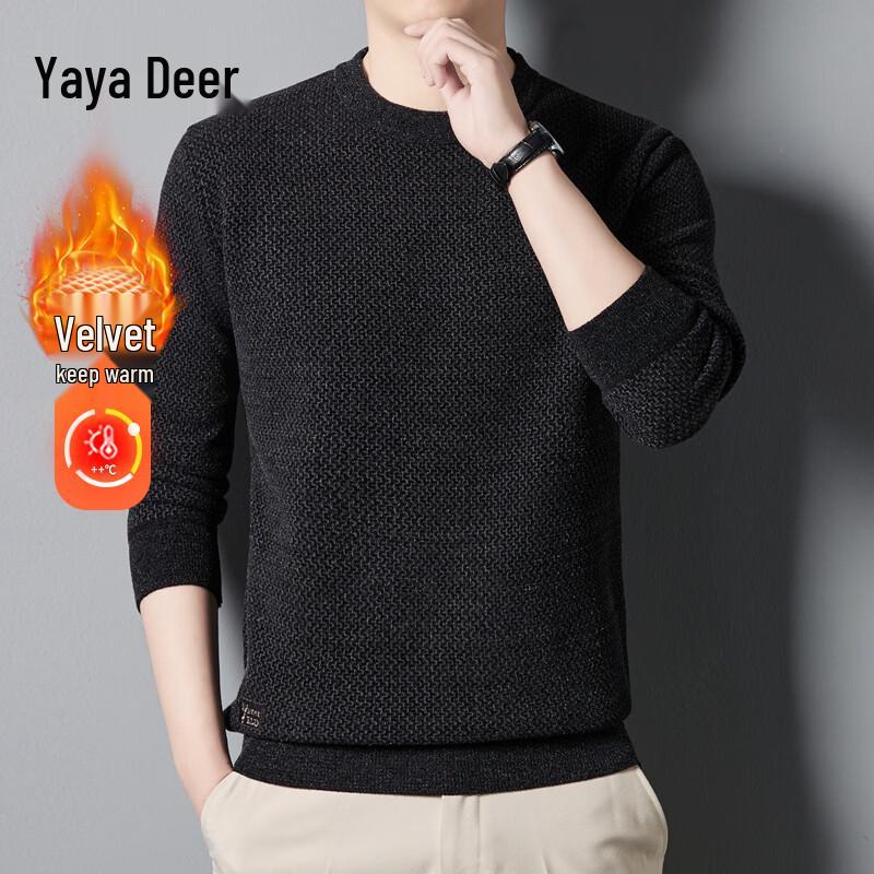Yalu Men s Warm Round Neck Fleece Sweatshirt 130