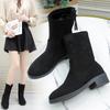 Autumn Winter 2024 New Shoes Women Thick-Soled Casual Plus Size 43 Black Suede Short Boots Fashion Women Boots