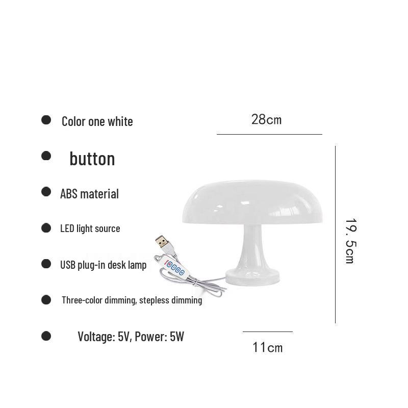 

Скандинавська настільна лампа у формі гриба: Креативний акумуляторний нічник для декору спальні