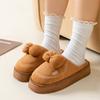 Bow Cotton Slippers Autumn and Winter Home Indoor Thickened Bottom Warm and Comfortable Plush Cotton Mop Non-slip