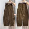 Dames Herfst Winter Broeken Effen Corduroy Rechte Pijpen Broeken Retro Dames High-end Losse Wijde Pijpen Broeken