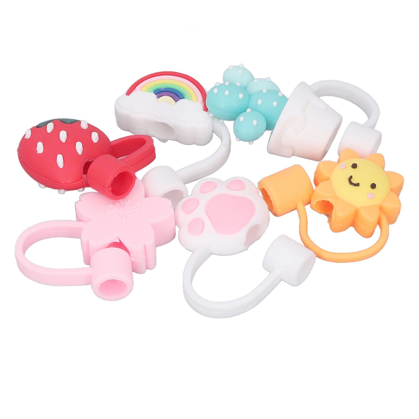 

6 PCS Silicone Straw Plug Dustproof Sealed Reusable Silicone Drinking Straw Cap for Party