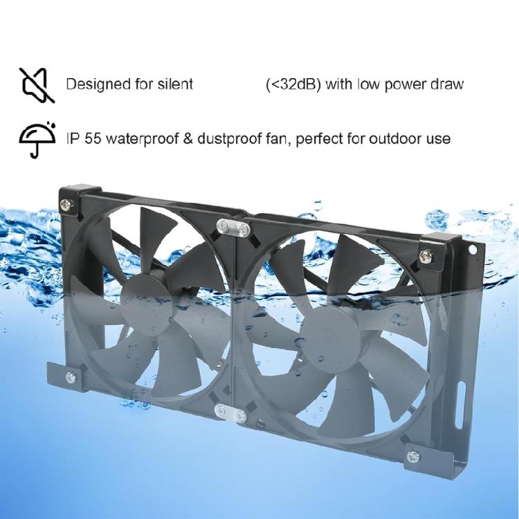 12V Motorhome Fridge Vent Fan Kit with 2 Fans and Bracket for Refrigerator Side Vent Heat Exhaust in Travel Trailers for Side Opening Service