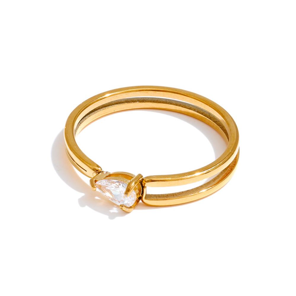 

Yhpup Size 678 Stainless Steel Cubic Zirconia Double-Layer Ring for All Occasions High Quality Fashion Minimalist Jewelry Gift 6