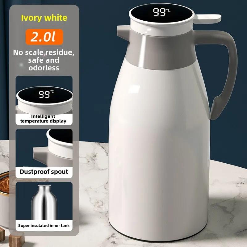 Kitchen Thermal Kettle Household Digital Display Coffee,1/1.3/2L Thermos Glass Liner Vacuum Flasks Large Capacity Water Bottle