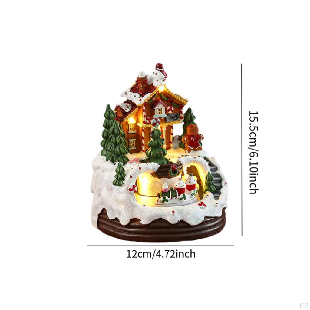 Music Box Light up Christmas Decoration Resin Craft Toy Tabletop Ornament for Holiday Indoor