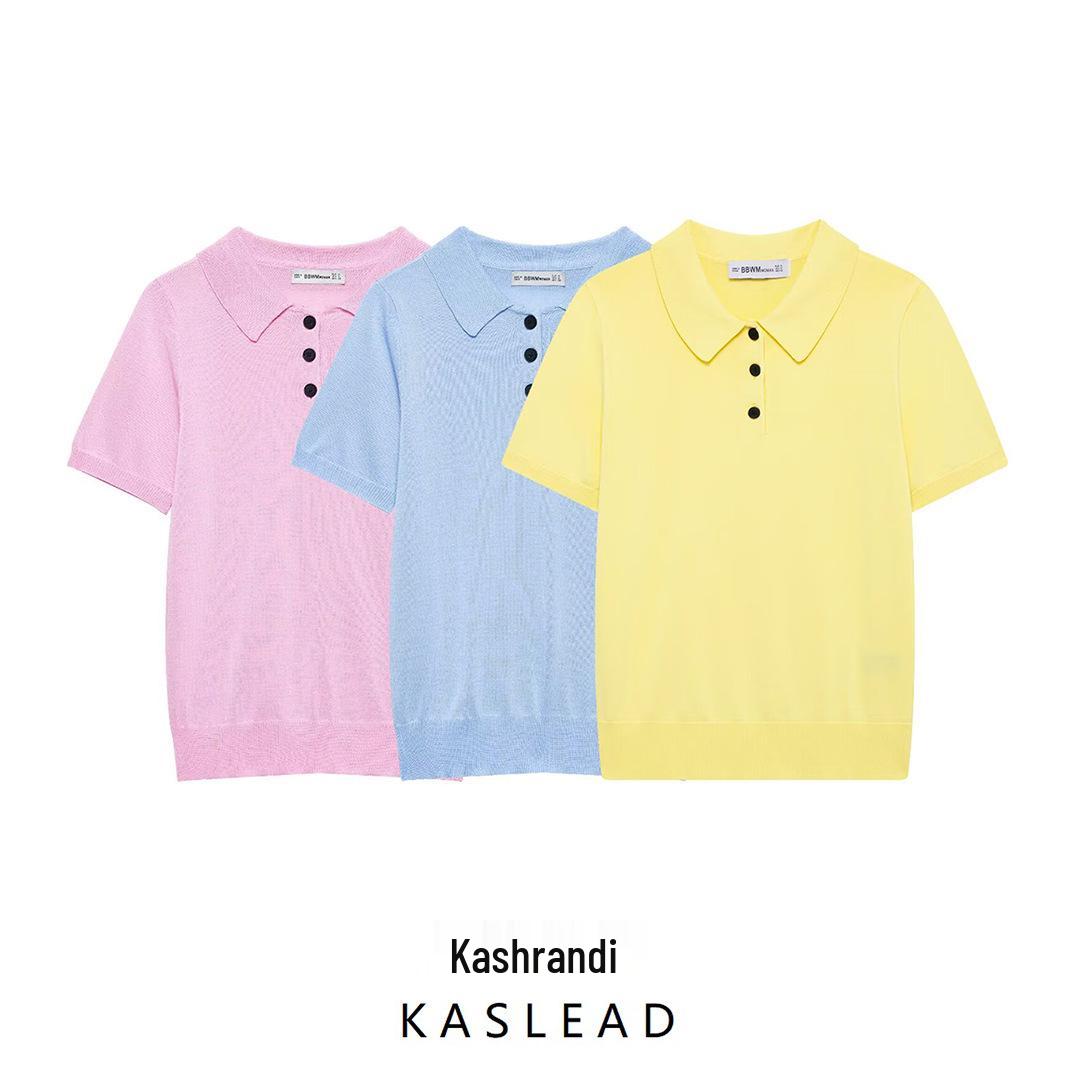 

2025 Spring Women s European & American Style Short Sleeve Knitted Top Small