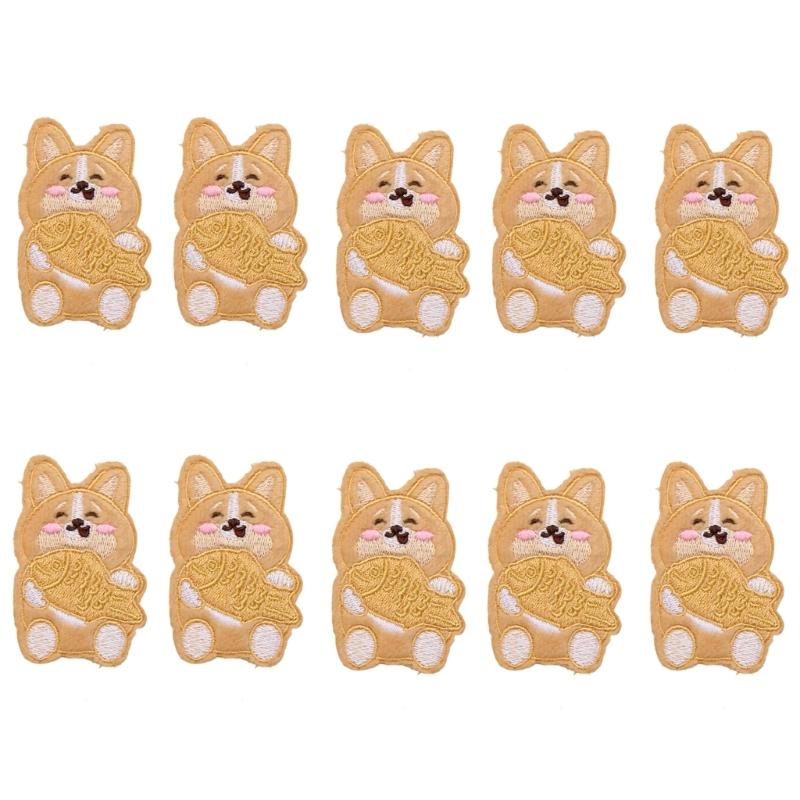 10Pcs Dog Embroidery Iron On Patches Adhesive Embroidery Appliques For Clothing Jackets Bags Hat Decoration and Sewing