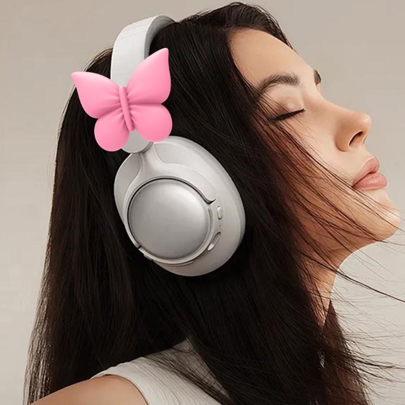 2Pcs Bowknot Decoration Headphone Accessories Cute 3D Printed Bowknot Coquettish Headphone Attachment Accessories Gift for Women