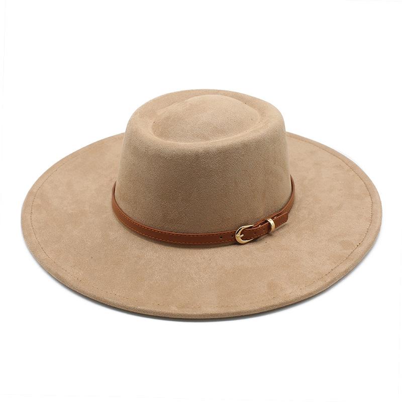 French Style Elegant Dome Hat, Cross-Border New Suede Wide Brim Jazz Hat, Unisex Autumn Winter Fashion Felt Hat