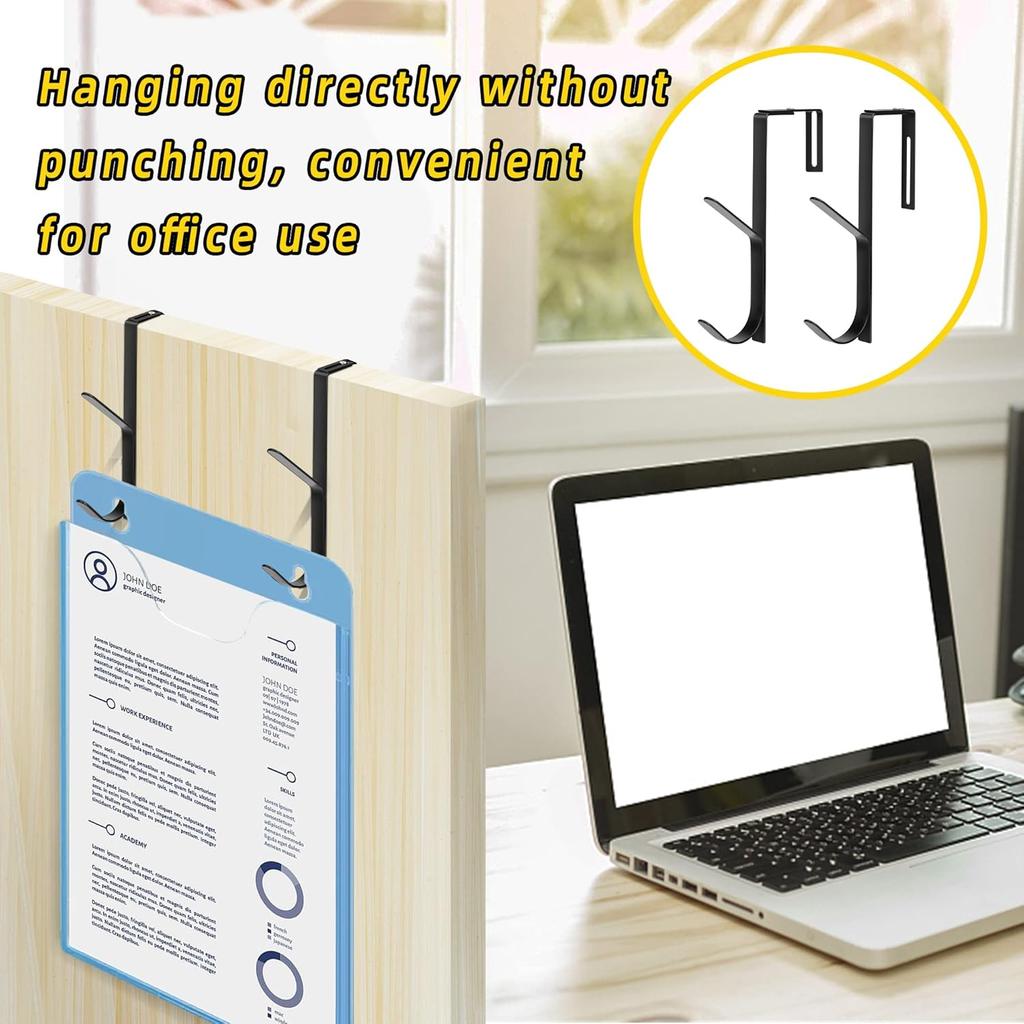 Wehhbtye Adjustable Double Coat Hooks,Thick Cubicle Wall Coat Hook,Metal Over The Panel Double Hook Adjusted to Fit 1.35 to 3.5 Inch Thickness Panels