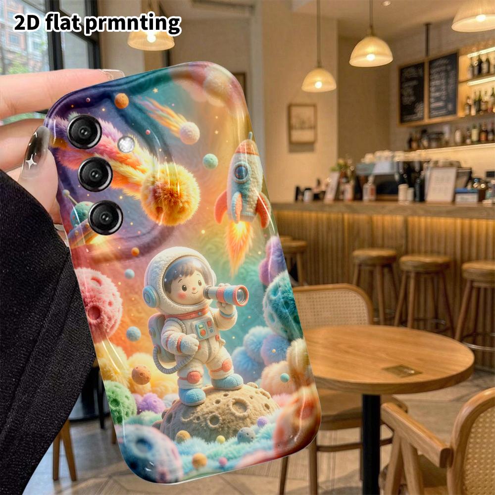 Phone Case: 2D flat, suitable for Samsung Galaxy A34 A35 M05 M06 S20 S22 S21 FE Plus 5G protective case, astronaut space theme, perfect Christmas and
