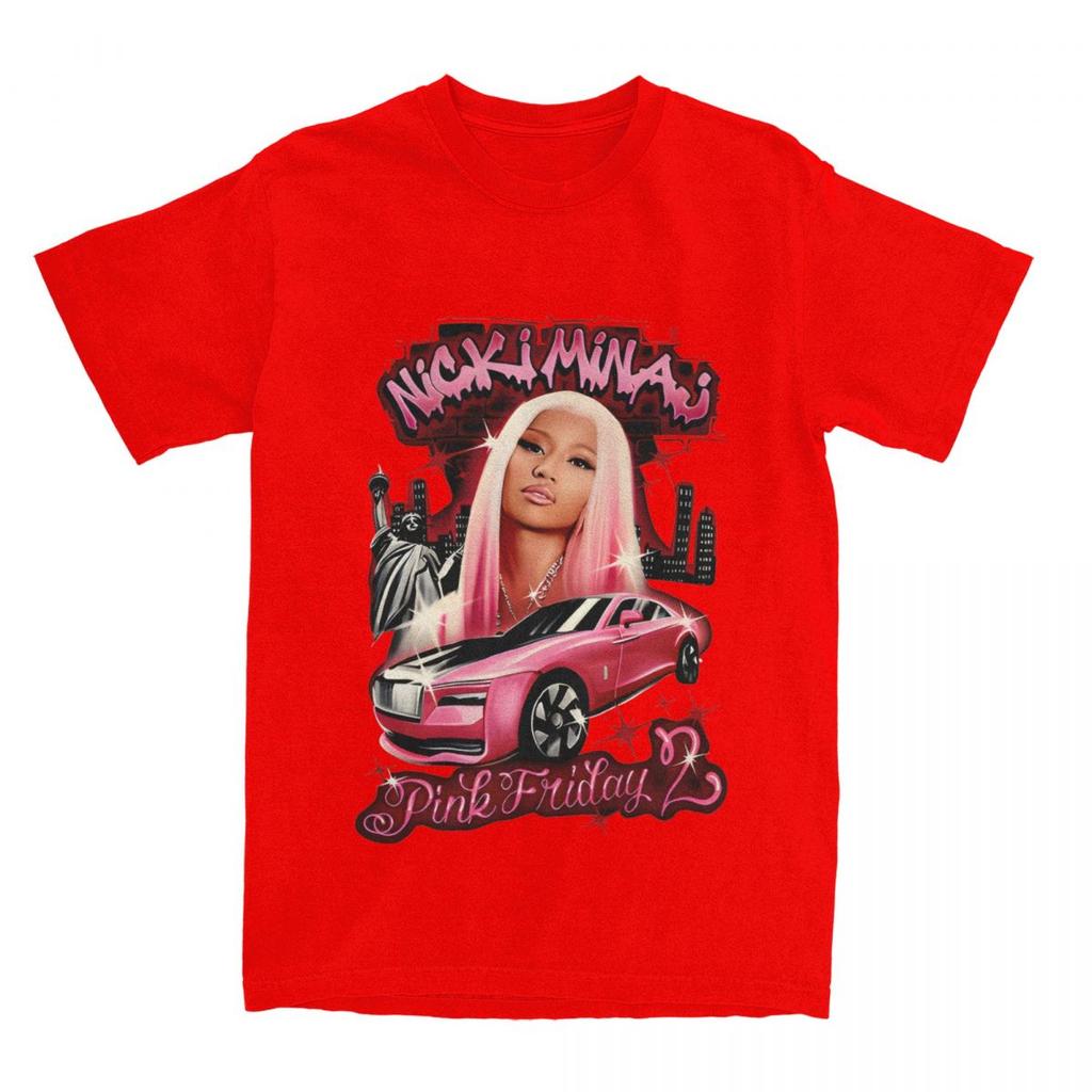 Novelty Nicki Minaj Pink Friday 2 Tour T-Shirts for Men Crew Neck Pure Cotton T Shirt Short Sleeve Tee Shirt Printed Clothes
