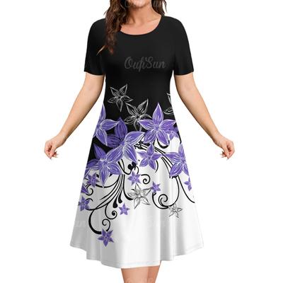 Full Sublimation Women's Dresses Flowers Print Short Sleeves Dress