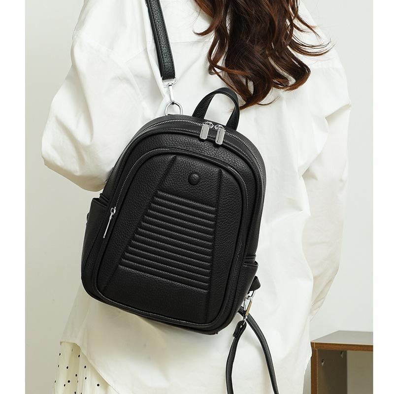 Korean Version Multifunctional Backpack New Texture Women's Bag PU Leather Versatile Fashion Trend Casual Women's Small Backpack Trend
