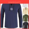 Stylish Medieval Men's Long Sleeve Lace Up Solid Color Retro Cosplay Costume T-shirt