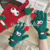 Korean Style Red Fingerless Touchscreen Gloves: Women's Winter Warmth for Students & Couples