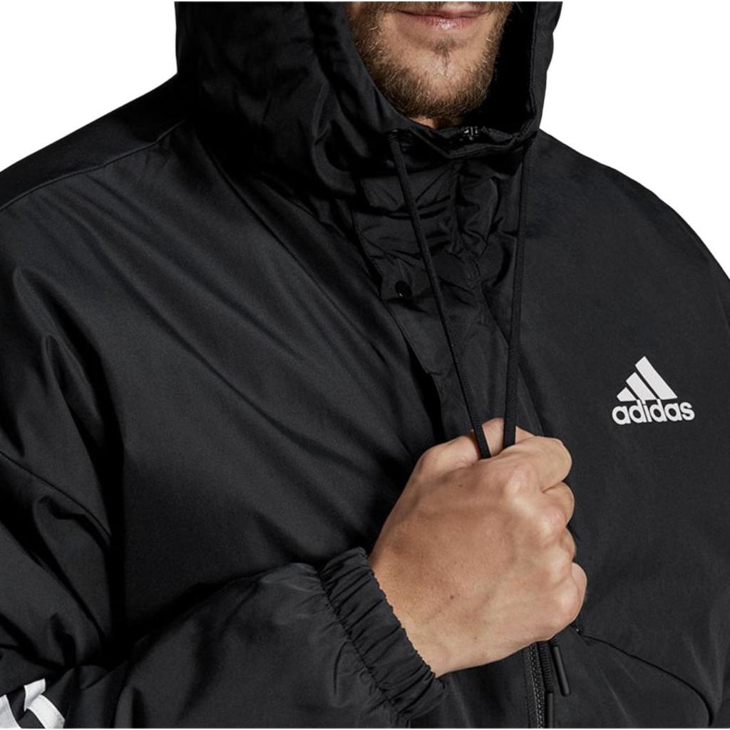 Adidas Color Block Logo Print Hooded Long Sleeve Cotton Jacket Men Jackets Black H50969