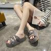 Beautiful Thick-bottomed Cool Slippers for Women's 2025 Summer New Outer Wear, High-end Sense Going Out with Skirt Slippers