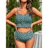 European and American Pregnant Women with Split Floral Leopard Print Lotus Leaf Edge Swimsuit Covering Belly Loose Support Pregnant Women Friendly