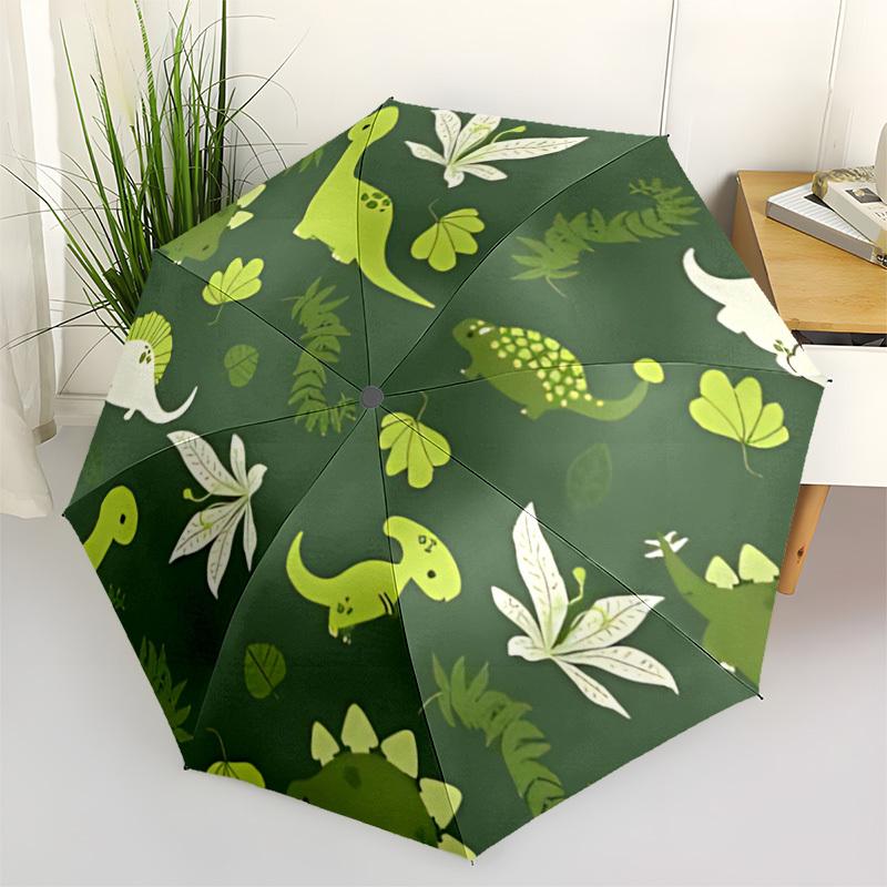1Pz Ombrello Pieghevole Automatico con Fantasia di Dinosauri Portatile Pieghevole a 8 Stecche per Tutte le Stagioni, Accessorio Casual da EsternoA16