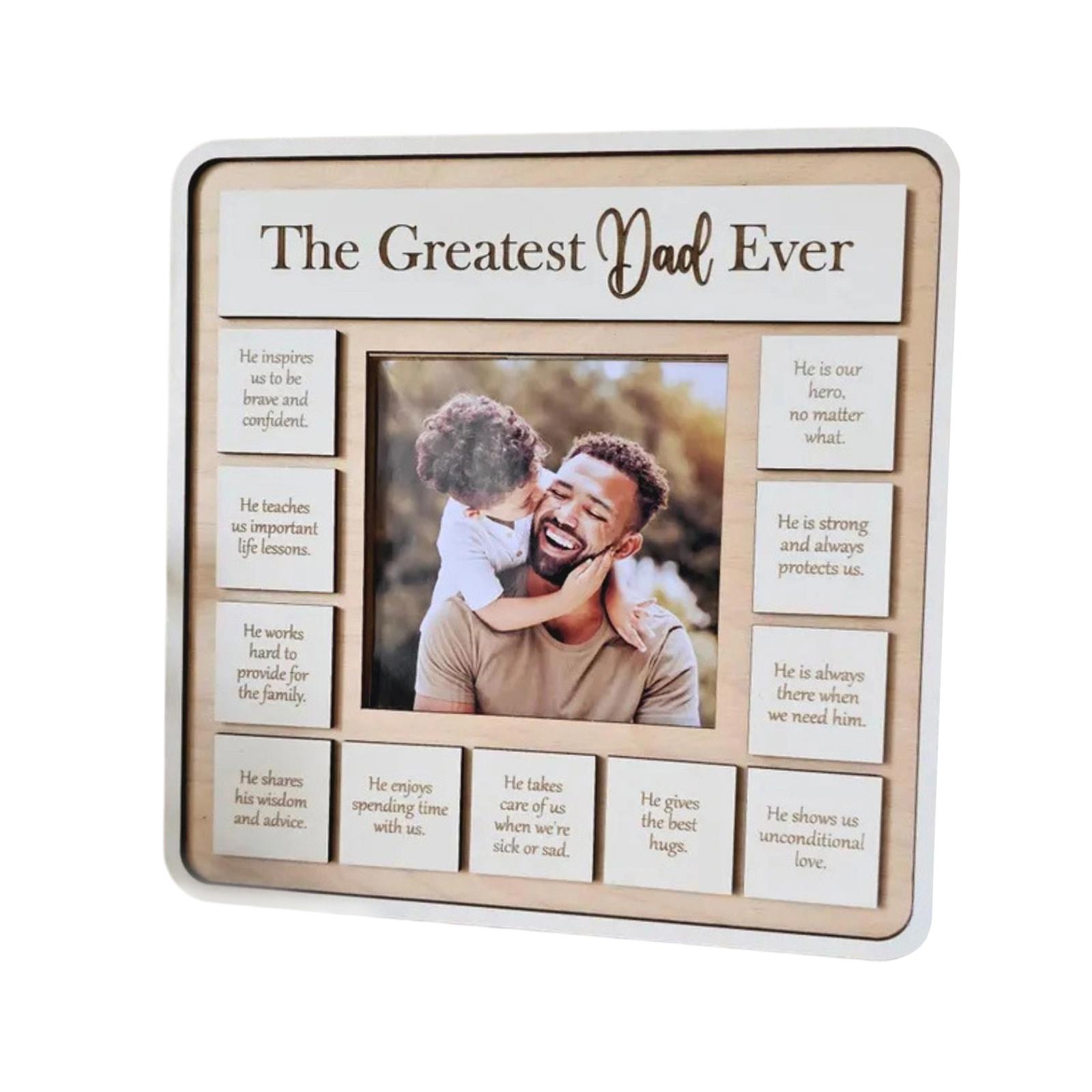 

Wooden Photo Frame The Greatest Dad Ever 25cm Square Multi-Section Picture Frame Home Decoration Craft Gift for Father Display хаки